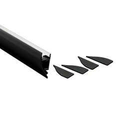 Perfil de aluminio para tira LED - Bañador de pared - Kit completo - 18x44mm - 2 metros