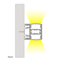 Perfil de aluminio para tira LED doble-  23.5x22.6mm - Tira ≤ 12mm -  2 metros