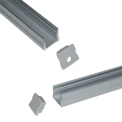 Perfil de aluminio para tira LED con difusor - 4 grapas - 2 tapas - 17x15mm - 2 metros