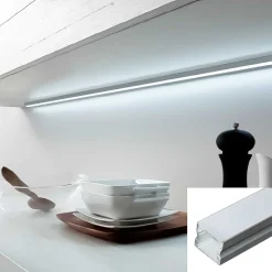 Perfil de aluminio para tira LED con difusor - 4 grapas - 2 tapas - 17x15mm - 2 metros
