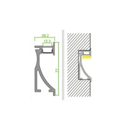 Perfil empotrable bañador de pared zócalo 26x78mm (2mt)