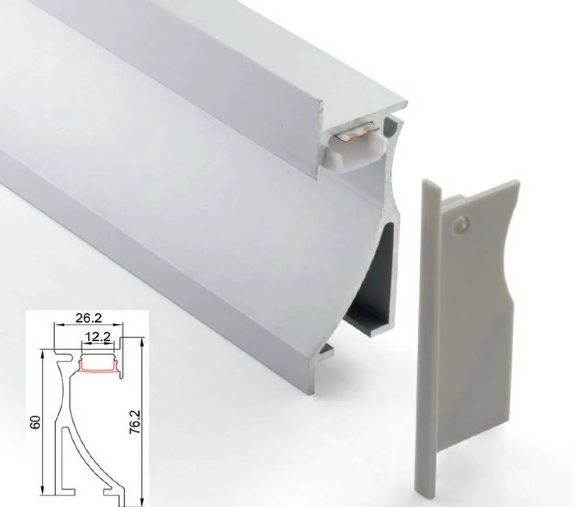 Perfil empotrable bañador de pared zócalo 26x78mm (2mt)