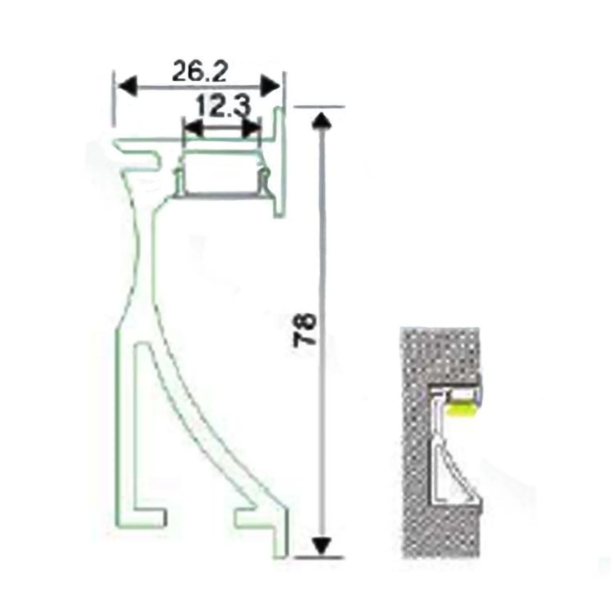 Perfil empotrable bañador de pared zócalo 26x78mm (2mt)