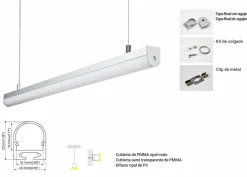 Perfil para tira led de suspensión o superficie 20x27mm (2metros)
