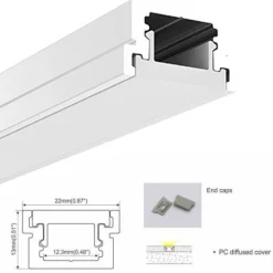 Perfil para tira LED para empotrar en Suelo 22x13mm (2m)