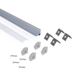 Perfil tira LED de superficie para esquinas - Con difusor - Kit completo - 15,8x15,8mm - Tira LED ≤ 10 mm - 2 metros