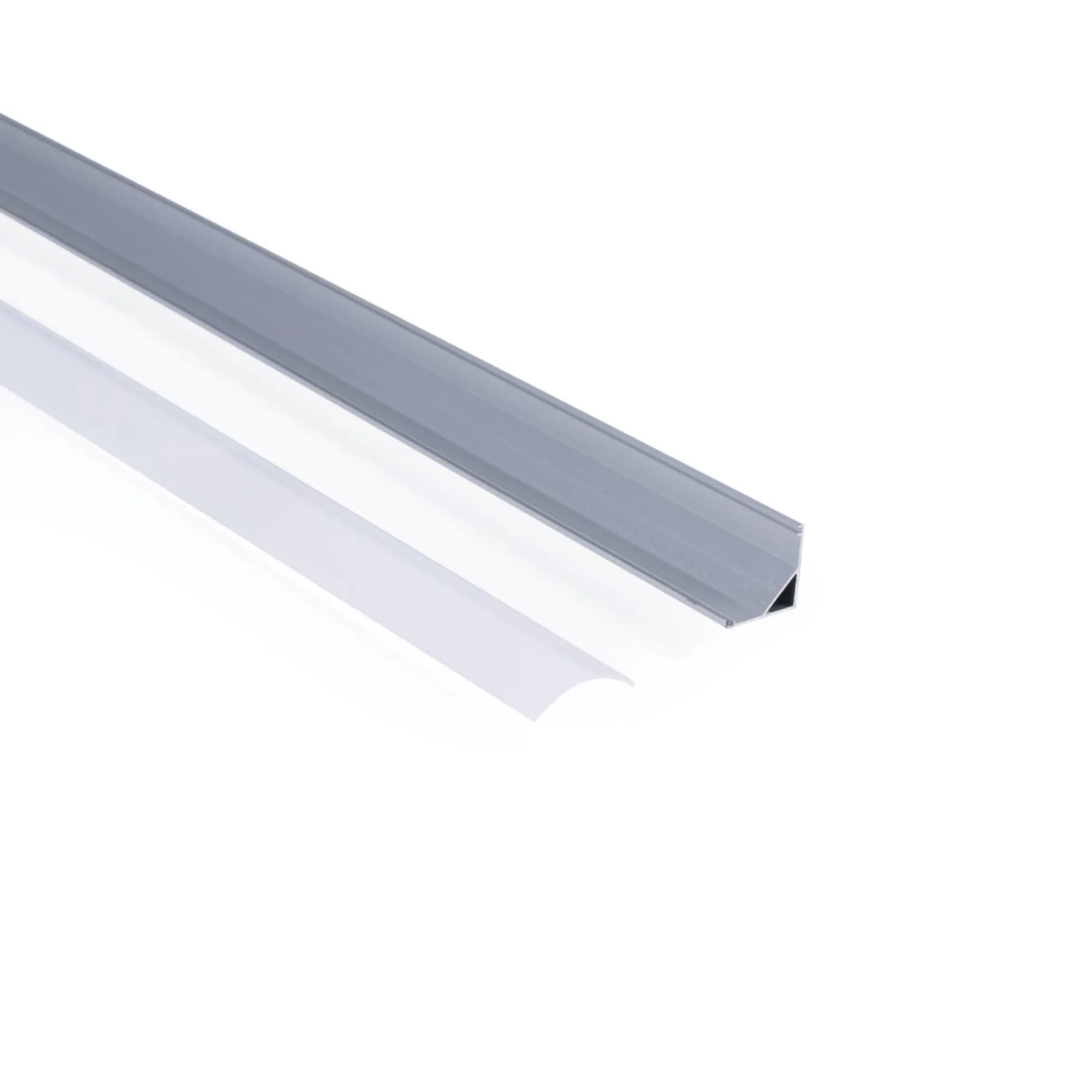Perfil tira LED de superficie para esquinas - Con difusor - Kit completo - 15,8x15,8mm - Tira LED ≤10 mm - 1 metro