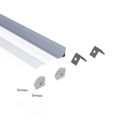 Perfil tira LED de superficie para esquinas - Con difusor - Kit completo - 15,8x15,8mm - Tira LED ≤10 mm - 1 metro