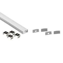 Perfil tira LED de superficie con difusor - Kit completo - 17x8,5mm - Tira LED ≤10mm - 2 metros