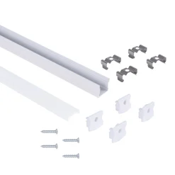 Perfil tira LED de superficie con difusor - Kit completo - 17,6x14,5mm - Tira LED ≤  12 mm - 2 metros