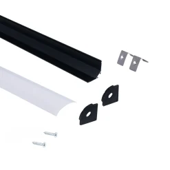 Perfil tira LED de superficie para esquinas - Con difusor - Kit completo - 20x20mm - Tira LED ≤10 mm - 1 metro