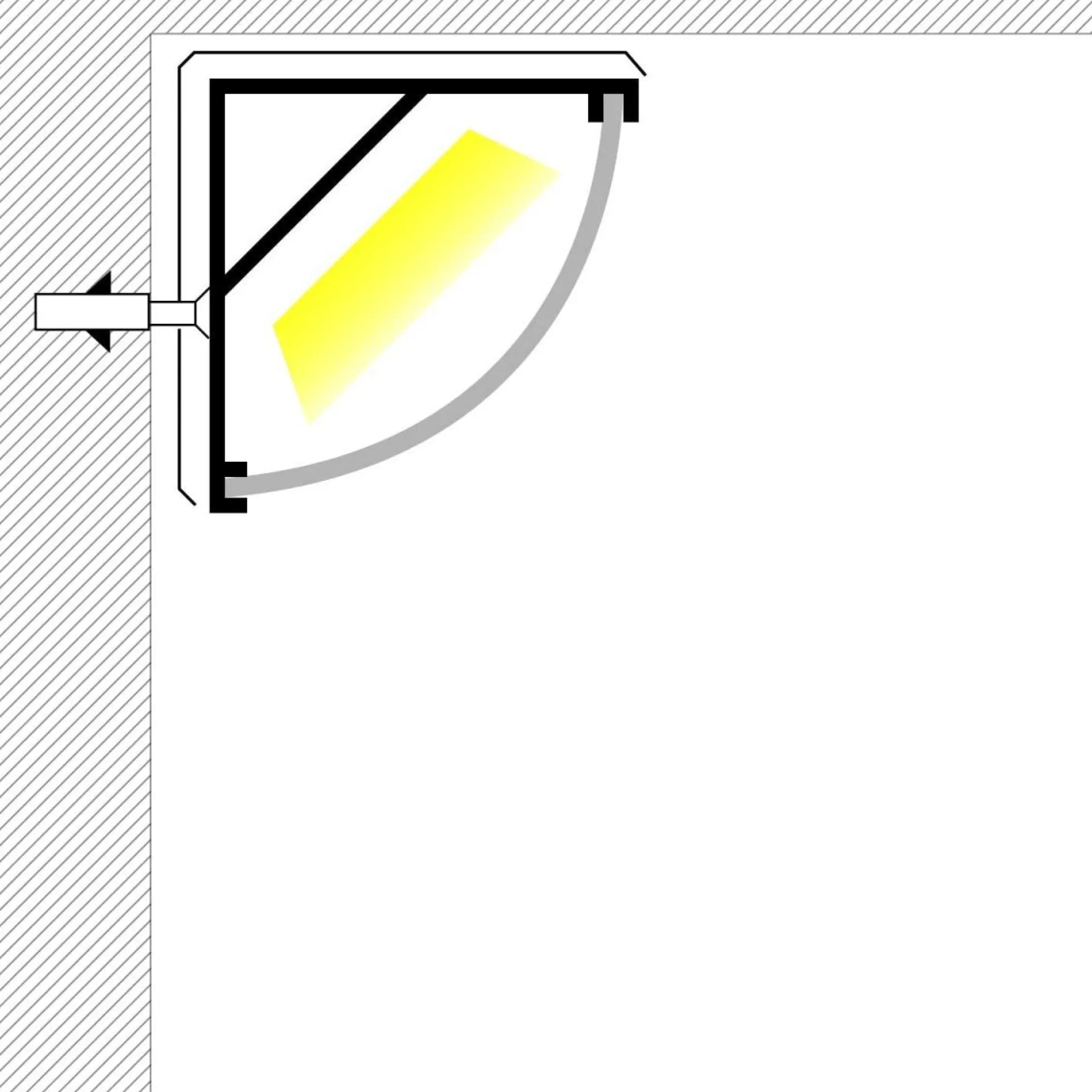 Perfil tira LED de superficie para esquinas - Con difusor - Kit completo - 20x20mm - Tira LED ≤10 mm - 1 metro