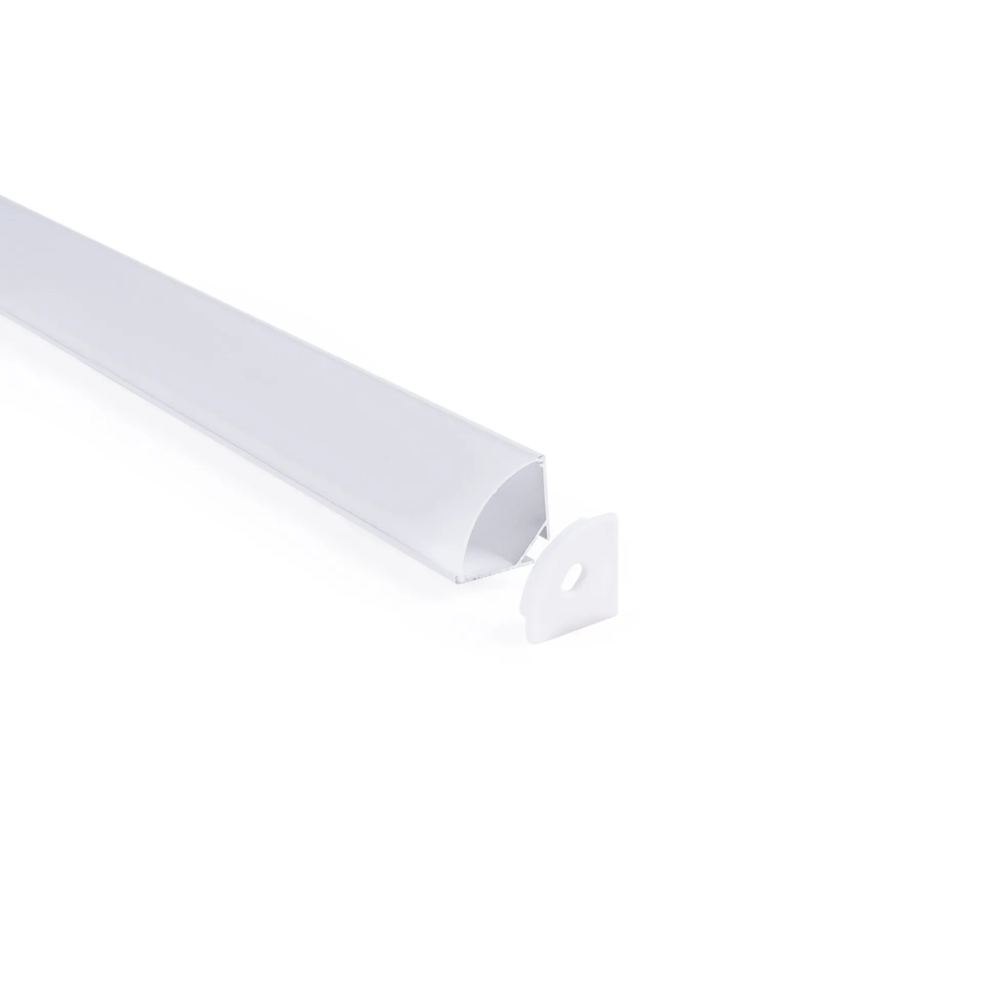 Perfil tira LED de superficie para esquinas - Con difusor - Kit completo - 20x20mm - Tira LED ≤10 mm - 1 metro
