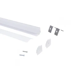 Perfil tira LED de superficie para esquinas - Con difusor - Kit completo - 20x20mm - Tira LED ≤10 mm - 1 metro