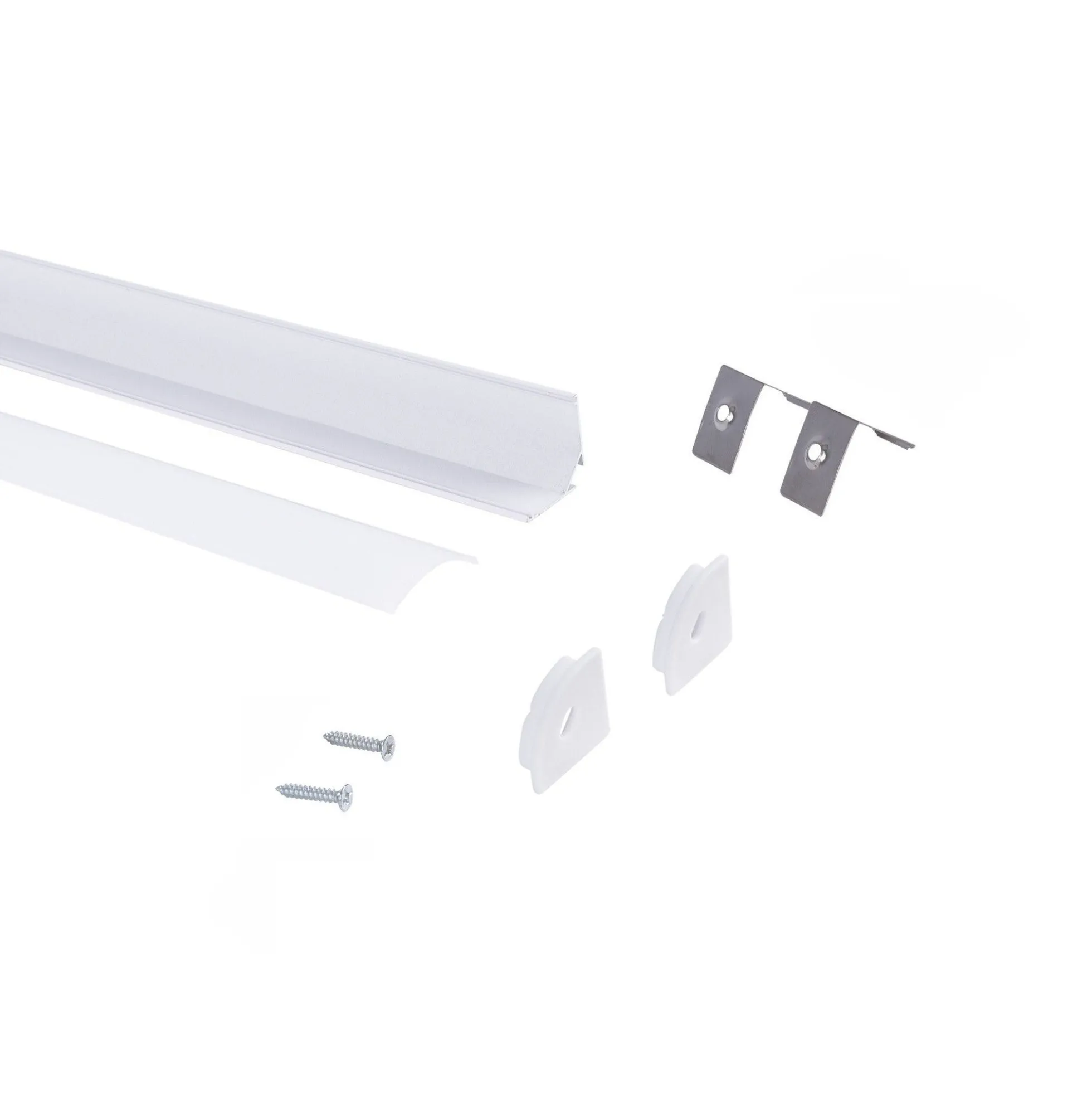 Perfil tira LED de superficie para esquinas - Con difusor - Kit completo - 20x20mm - Tira LED ≤10 mm - 1 metro