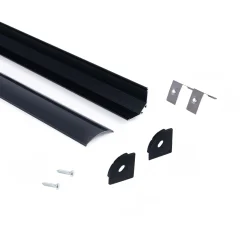 Perfil tira LED de superficie para esquinas - Con difusor - Kit completo - 20x20mm - Tira LED ≤10 mm - 1 metro