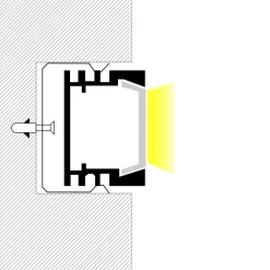 Perfil tira LED empotrable con difusor - 22,5x14,5mm - Tira LED ≤10mm - 2 metros