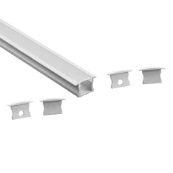 Perfil tira LED empotrable con difusor - Kit completo - 12,2x13mm - Tira LED ≤10mm - 2 metros