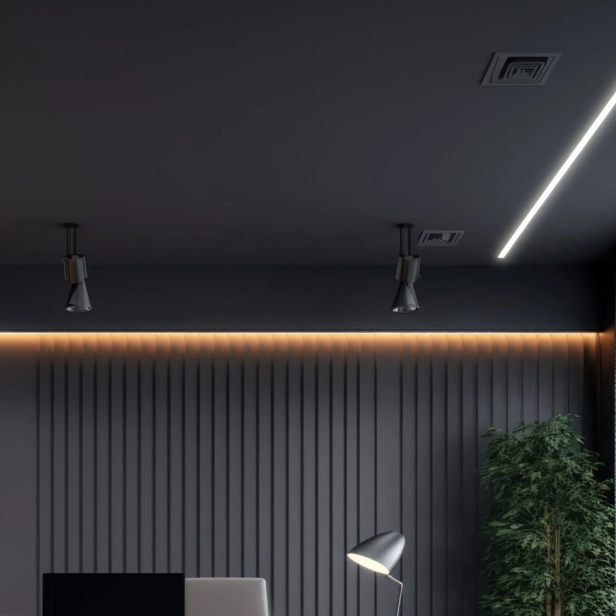 Perfil tira LED empotrable - 25x14mm - Kit completo - 2 metros