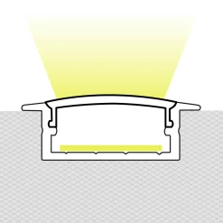 Perfil tira LED empotrable - 10x42mm - Con difusor y tapas - 2 metros