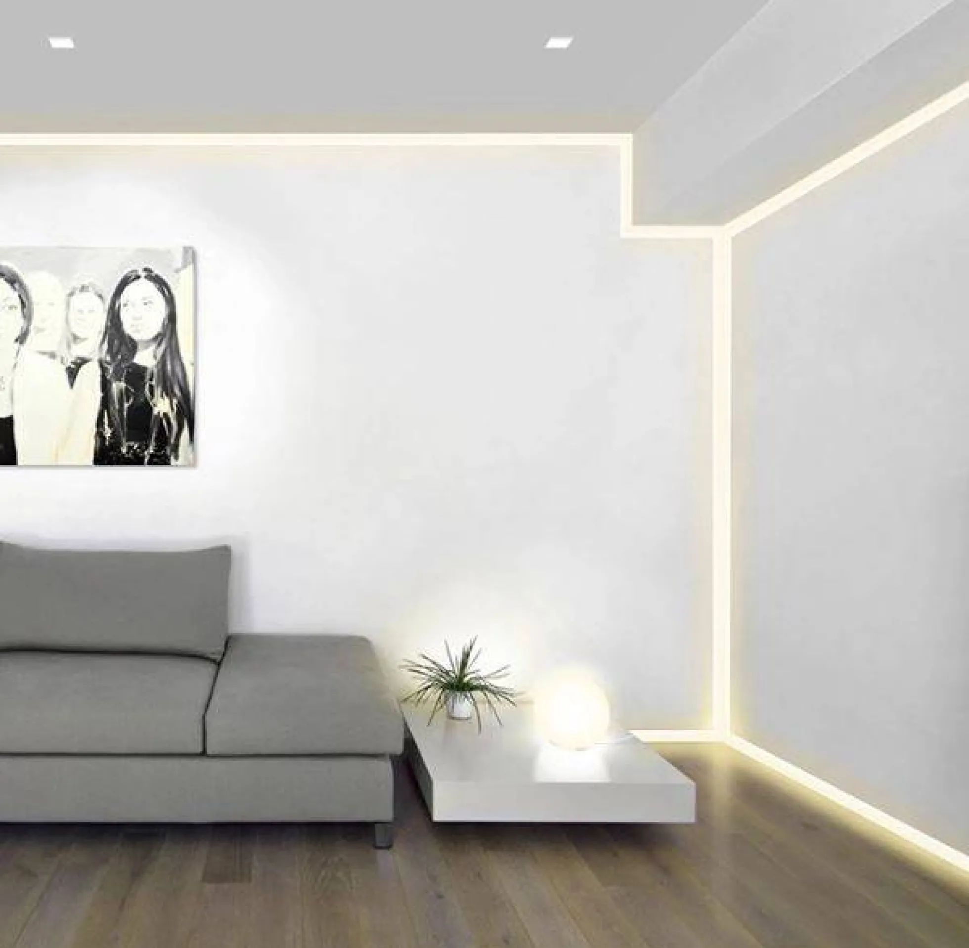 Perfil tira LED integración / trimless - 8x12mm - Con difusor - 2 metros