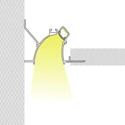 Perfil tira LED integración / trimless de esquina - Efecto bañador - 48 x 80mm - Con difusor - 2 metros