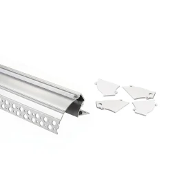 Perfil tira LED integración / trimless de esquina - Efecto bañador - 59 x 72mm - Kit completo - 2 metros