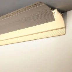 Perfil tira LED integración / trimless de esquina - Efecto bañador - 90 x 80mm - Con difusor - 2 metros