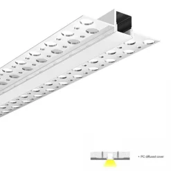 Perfil tira LED integración / trimless - 13x14mm - Con difusor - 2 metros