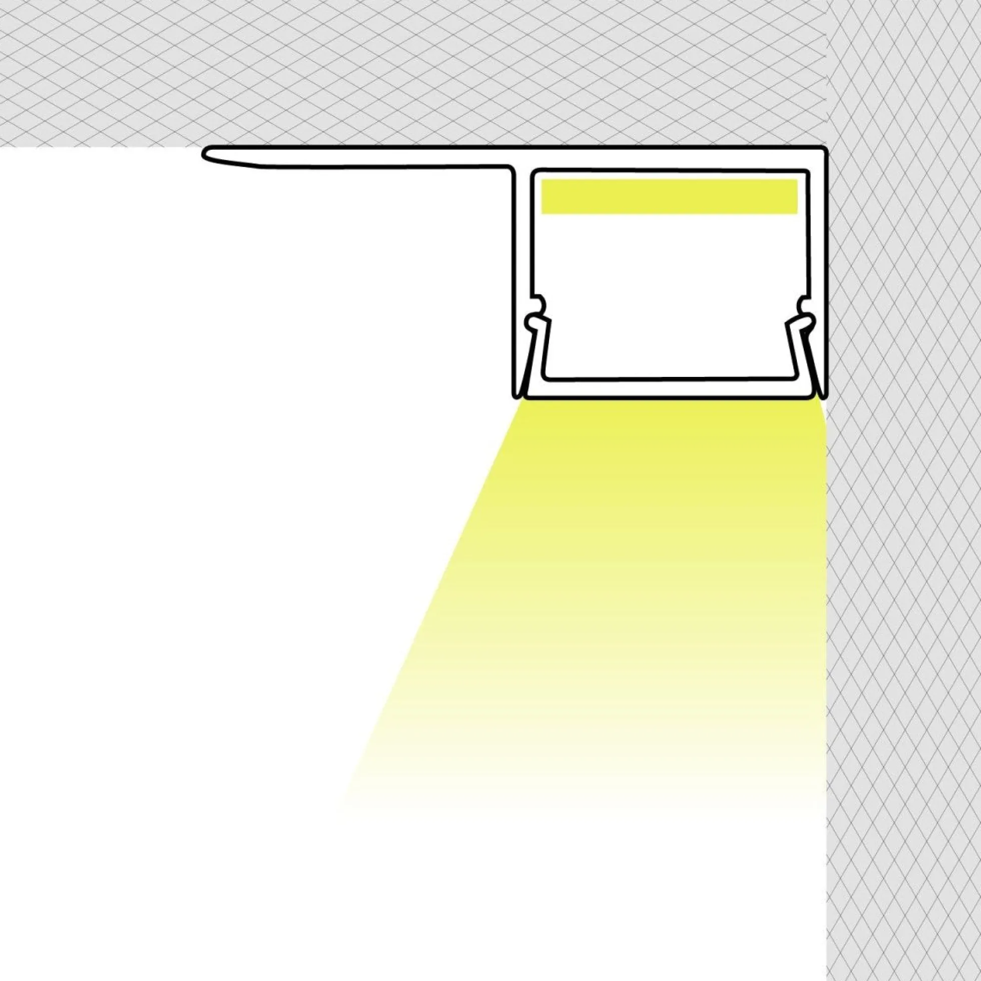 Perfil tira LED integración / trimless - Una aleta - 11x20mm - Con difusor - 2 metros