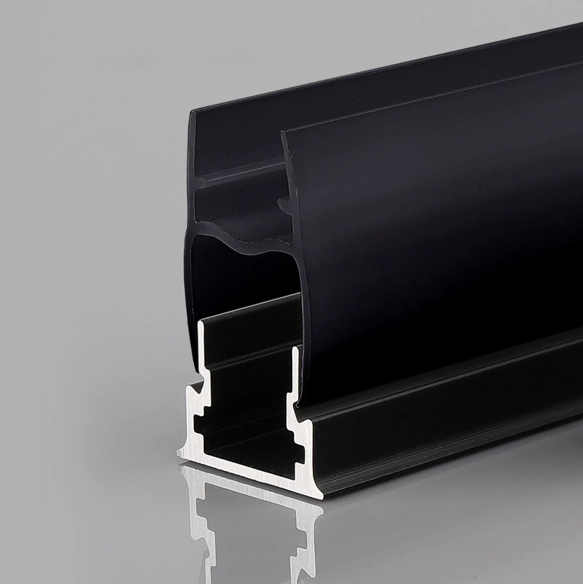 Perfil tira LED para cristal 11mm - Con difusor - Negro - 2 metros