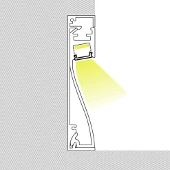 Perfil tira LED para zócalos - 60x16mm - Con difusor - 2 metros