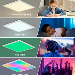 Plafón de techo LED Backlight - 60x60cm - 36W - CCT + RGB IC - Con mando a distancia