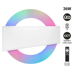Plafón de techo LED Backlight - 120x30cm - 36W - CCT + RGB IC - Con mando a distancia