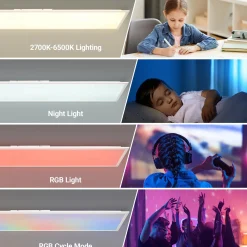 Plafón de techo LED Backlight - 120x30cm - 36W - CCT + RGB IC - Con mando a distancia