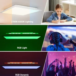 Plafón de techo LED Backlight - 45x45cm - 22W - CCT + 2RGB - Retroiluminado