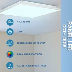 Plafón de techo LED Backlight - 45x45cm - 22W - CCT + 2RGB - Retroiluminado