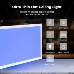 Plafón de techo LED Backlight - 60x30cm - 22W - CCT + 2RGB - Retroiluminado