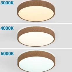 Plafón de techo LED CCT - 24W - Color madera - Ø40cm