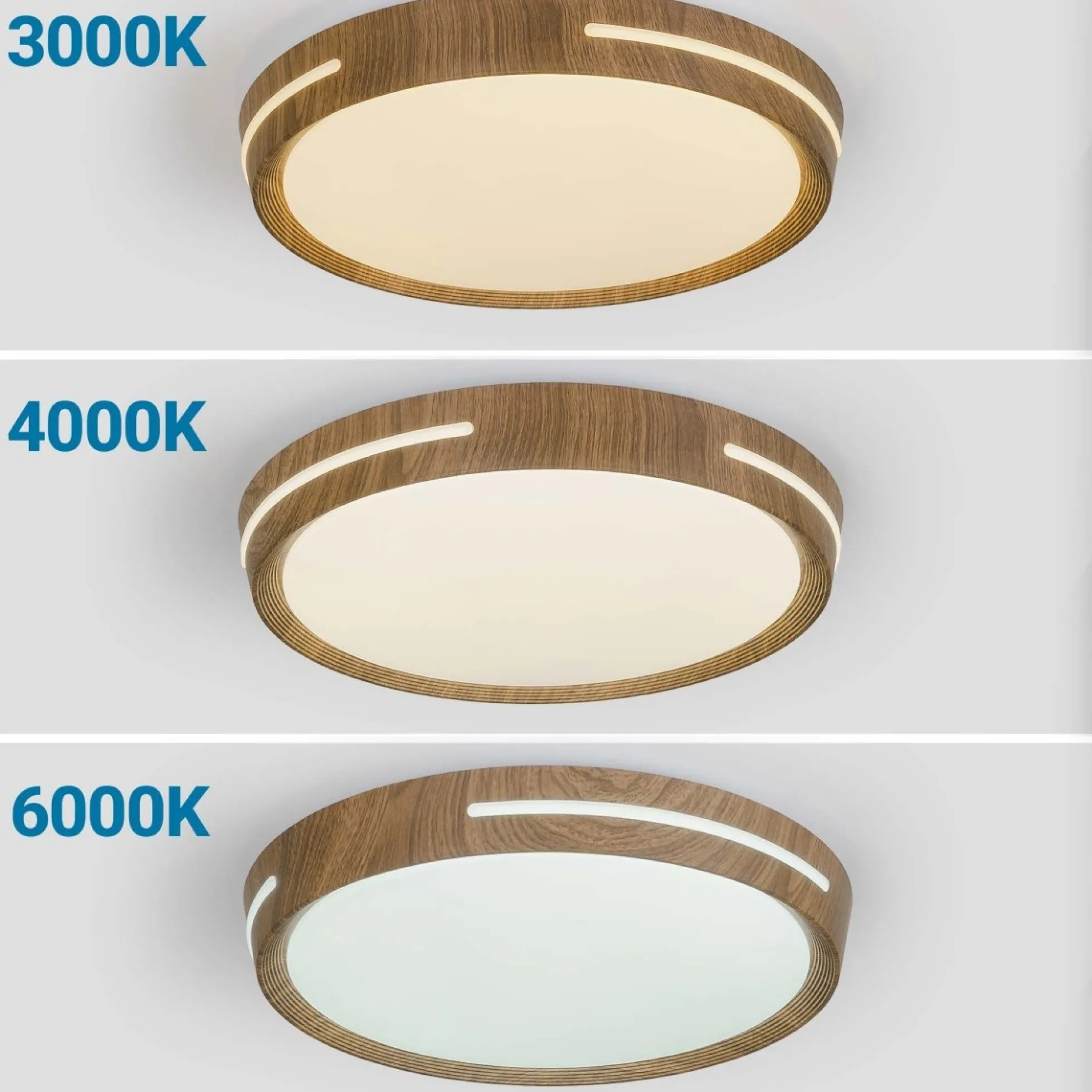 Plafón de techo LED CCT - 24W - Efecto lateral - Color madera Ø40cm
