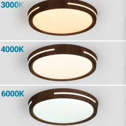 Plafón de techo LED CCT - 24W - Efecto lateral - Color madera Ø40cm