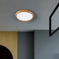 Plafón de techo LED CCT - 24W - Efecto lateral - Color madera Ø40cm
