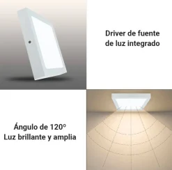 Plafón LED cuadrado 18W Alta Eficiencia