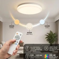 Plafón LED de techo con mando a distancia - CCT - 23W - CRI80 - IP20