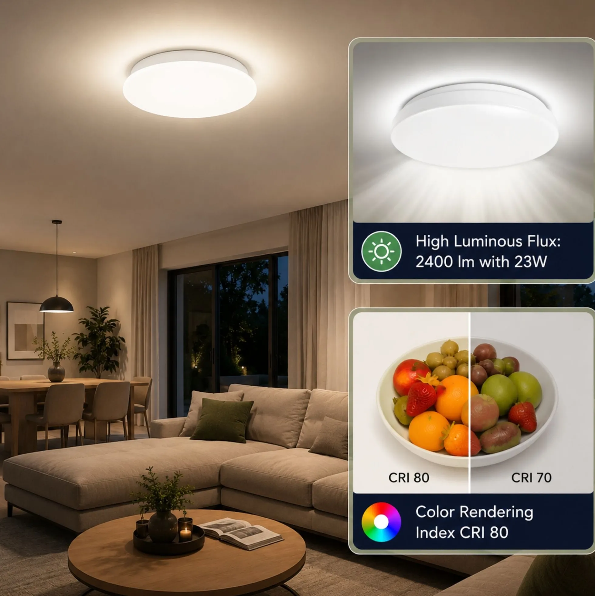 Plafón LED de techo con mando a distancia - RGB + CCT - 23W - CRI80 - IP20