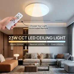 Plafón LED de techo con mando a distancia - RGB + CCT - 23W - CRI80 - IP20