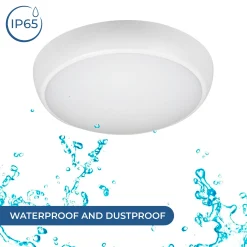 Plafón LED de techo estanco con sensor de movimiento + Luz de emergencia - CCT - Potencia ajustable 12W-16W - Ø31cm - IP65