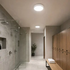 Plafón LED de techo estanco con sensor de movimiento + Luz de emergencia - CCT - Potencia ajustable 12W-16W - Ø31cm - IP65