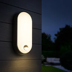 Plafón LED exterior ovalado con sensor PIR - 15W - CCT - IP65