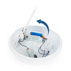 Plafón LED techo estanco / Luz de emergencia - CCT - Potencia ajustable 12W-16W - Ø31cm - IP65